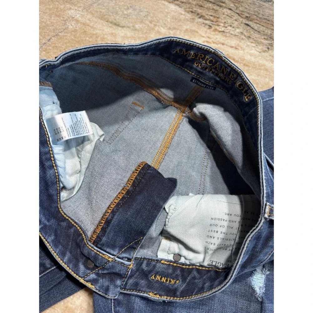American Eagle Outfitters Skinny‎ Jeans Mens 34x34 Dark Wash Extreme Flex Denim